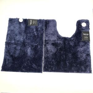 Simply Vera VeraWang Navy Blue Shaggy Bath Mat Rug Set The Premium Luxury 2pc